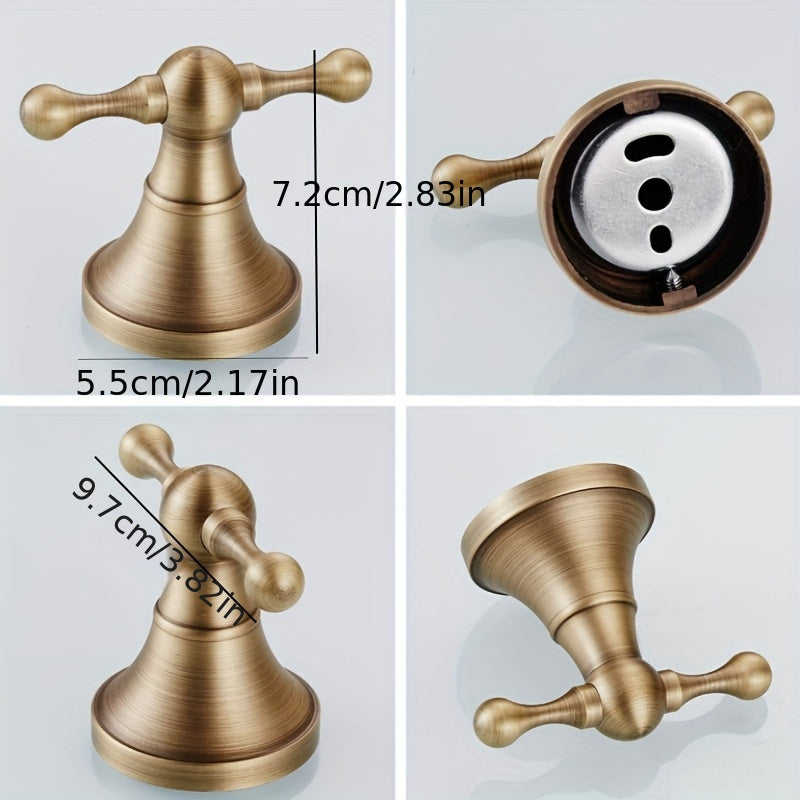 Boho Antique Brass Towel Hook, Wall Mounted Robe and Coat Hanger, Brushed Metal Finish, Easy Install, for Bathroom and Clothes Storage
