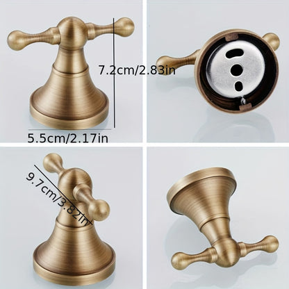Boho Antique Brass Towel Hook, Wall Mounted Robe and Coat Hanger, Brushed Metal Finish, Easy Install, for Bathroom and Clothes Storage