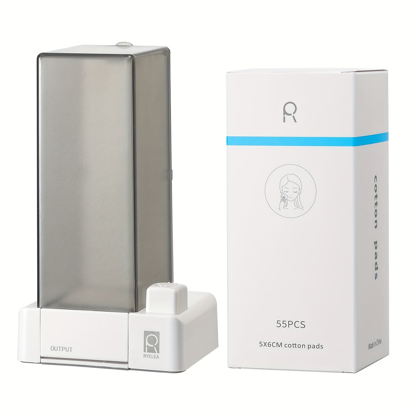 RYELEA 5X6Cm Makeup Remover Pad Organizer Press-To-Dispense Pad Storage Box Dispenser– Waterproof Bathroom Organizer for Vanity And Countertop