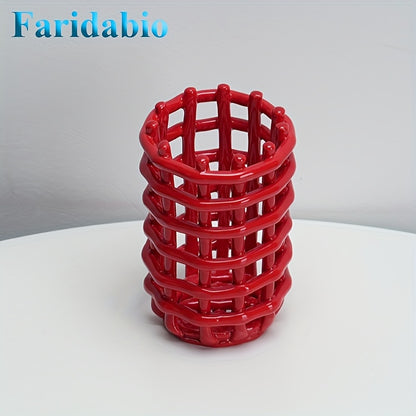 1Pc Hand Woven Ceramic Toothbrush Holder - Freestanding Toothpaste Storage Container for Bathroom Accessories, Non-Electric Organizer