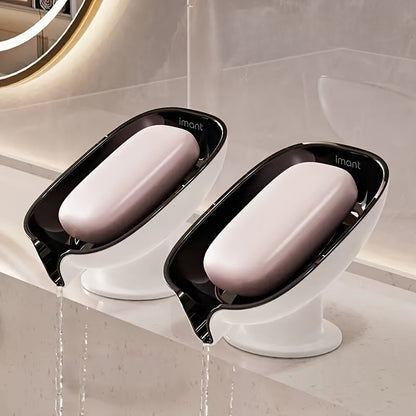 Elegant Oval Soap Dish - Durable Plastic, Self-Draining Design for Bathroom Use