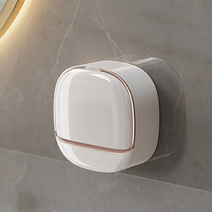 1pc AromaFree Double-Layer Wall-Mounted Soap Holder with Lid - Easy-Install, No-Drill, Plastic Soap Storage for Bathroom & Kitchen