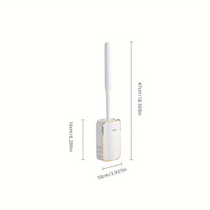 Luxury Wall-Mounted Toilet Brush Set with Long Handle - Silicone, No Dead Corner Cleaning for Bathroom Toilet Brush And Holder Set