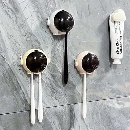 Wall-Mounted Toothbrush Holder with Dust Cover - No Drill, Upside Down Design for Electric & Manual Brushes, Space-Saving Bathroom Organizer