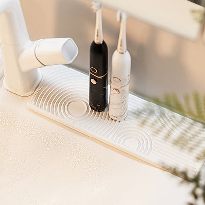 Fast-Dry Diatomaceous Earth Vanity Tray - Absorbent, Non-Slip Countertop Organizer for Bathroom & Kitchen Sink, Multi-Purpose Storage with Unique Stripe Design