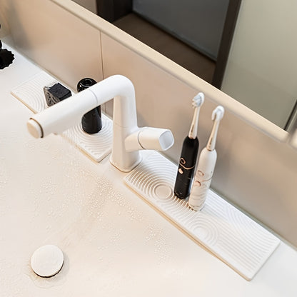 Fast-Dry Diatomaceous Earth Vanity Tray - Absorbent, Non-Slip Countertop Organizer for Bathroom & Kitchen Sink, Multi-Purpose Storage with Unique Stripe Design