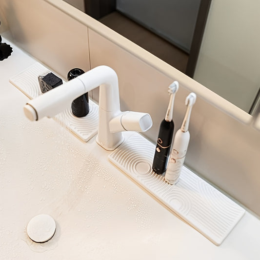 Fast-Dry Diatomaceous Earth Vanity Tray - Absorbent, Non-Slip Countertop Organizer for Bathroom & Kitchen Sink, Multi-Purpose Storage with Unique Stripe Design