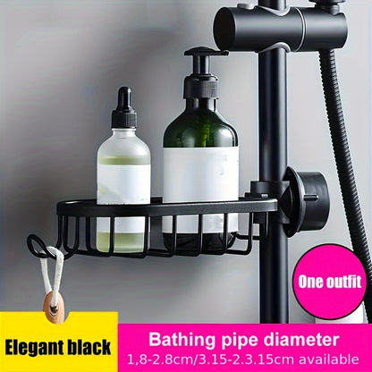 Versatile Aluminum Shower Caddy - Space-Saving Bathroom Organizer with Hooks for Soap, Toiletries & More