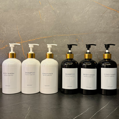 3pcs Shampoo & Conditioner Dispenser Set with Wall Mounts - 16.9oz, Bamboo Pump, Plastic, Bathroom Essentials, Shampoo And Conditioner Set