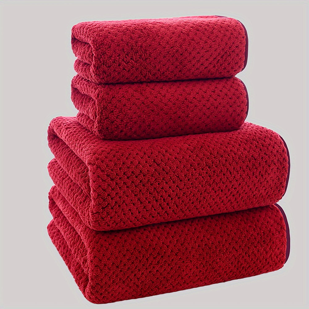 4pcs Luxury Pineapple Mesh Towel Set - Ultra Absorbent, Quick Dry, Super Soft & Skin-Friendly Bathroom Towels - Ideal for Home Use