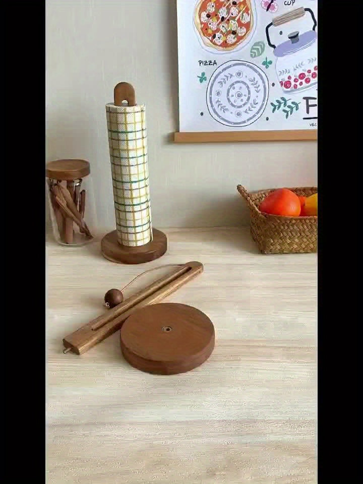 Porte essuie-tout vertical en bois massif