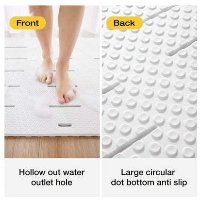 Gray Textured Anti-Slip Shower Mat with Drainage Channels - Waterproof PVC Bathroom Rug for Enhanced Safety and Comfort, Durable and Easy to Clean, Bathroom Mat