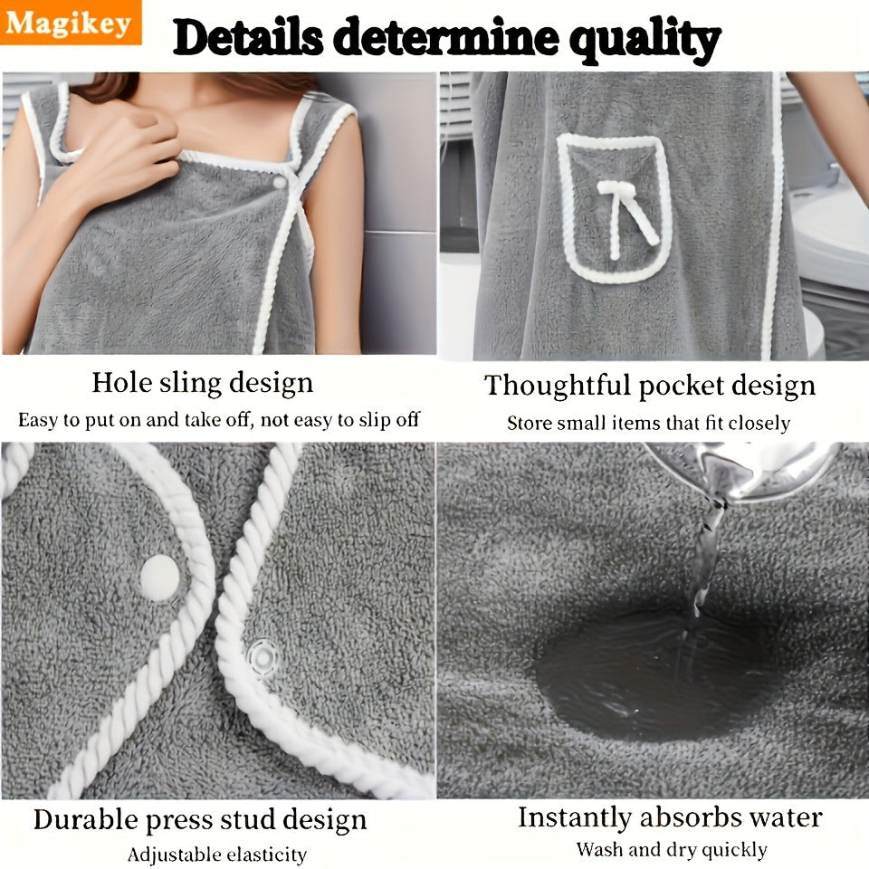 Large Soft Coral Fleece Bath Towel with Pocket - Absorbent & Quick-Dry, Lightweight & Durable for Beach, Home, and Bathroom Use, Perfect Holiday Gift for Halloween, Thanksgiving, Christmas, Quickdry Towel | Playful Design Tow